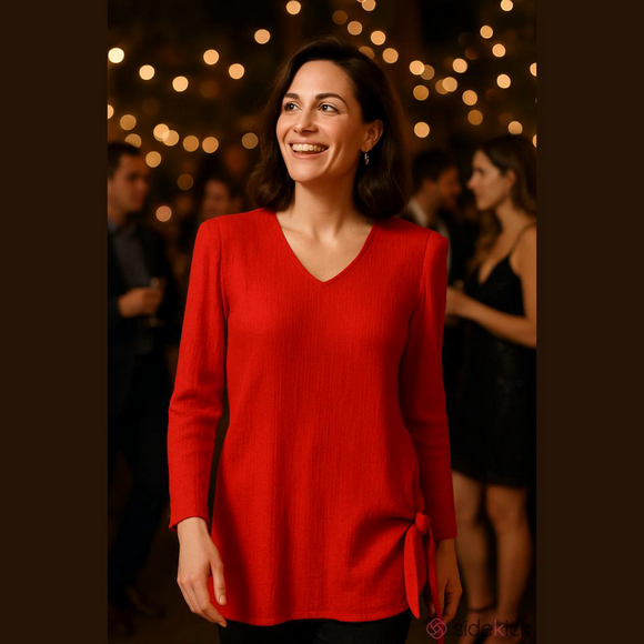 Chaus Red Textured Tunic Vintage Size 10 - Picture 5 of 8